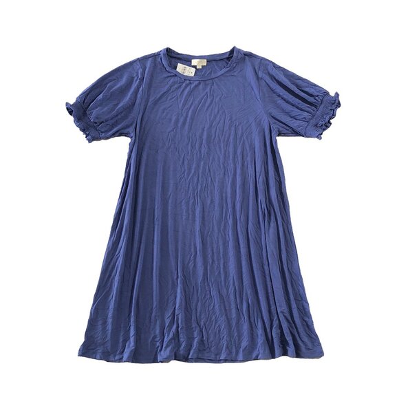 NWT Loft Dress Womens Size XL Blue Knit Round Neck Short Sleeve Pullover Stretch - Picture 1 of 6